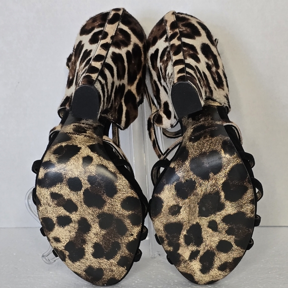Dolce and Gabbana Animal Print Calf Hair Strappy Heels Size EU 38/ US 8 - Picture 10 of 15
